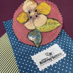 Broche Velours ronde fleur Moly kaki